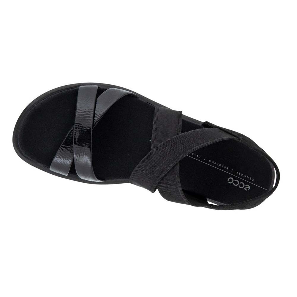 Ecco Flowt Flate Strappys Sandaler Dame Svarte | NO 181FDN